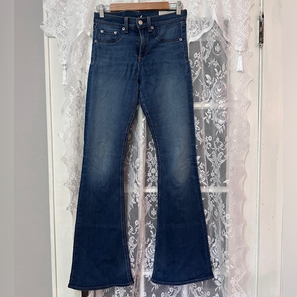 Rag’n’Bone size 27 flare jeans, Beckett 10 inch bell.